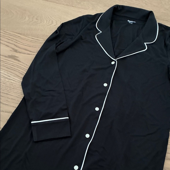 GAP Body Women’s Softest Modal PJ Shirtdress. Black With White Trim. XS. NWT. - Picture 8 of 8